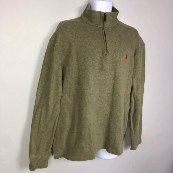 Vintage 90s Ralph Lauren Polo Mens XL Sweater Green Long Sleeve 1/4 Zip - Picture 4 of 6